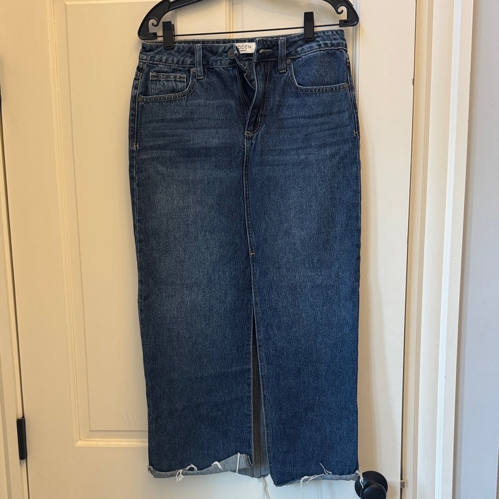 Classic Blue Denim Skirt, long